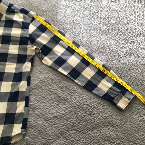J. Crew Blue & Cream Buffalo Check Oxford Shirt, Medium, Slim - Picture 4 of 8